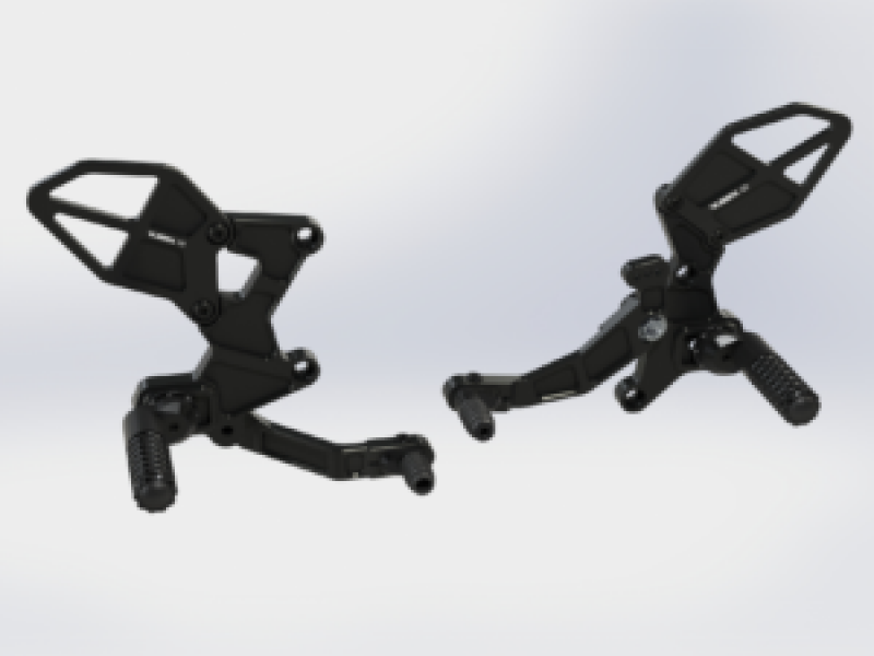 Kawasaki Ninja 400 Adjustable Rear Sets - Vortex Racing - V3 2.0 - Black - `18-`24